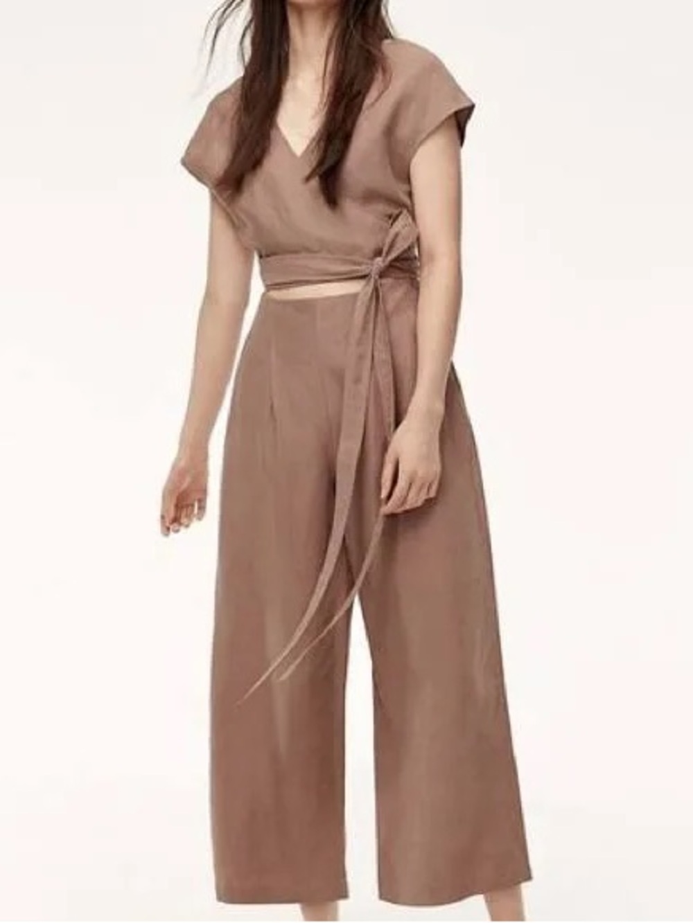 Aritzia Wilfred Brax Wide-Leg Wrap Jumpsuit